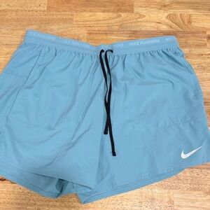 Nike Men’s Light Blue Running Shorts with Black Drawstring